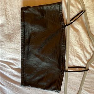 Black leather crop top